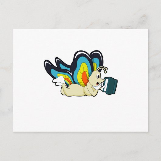 Butterfly bij lezen van boek briefkaart (Voorkant)