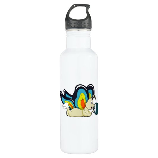 Butterfly bij lezen van boek waterfles  (Voorkant)