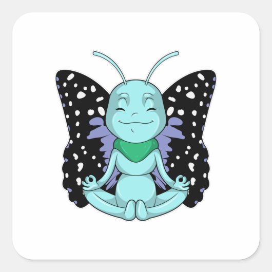 Butterfly bij Yoga Stretching Legs Vierkante Sticker (Voorkant)