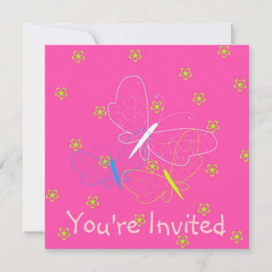 Butterfly Birthday Girl Invitation Kaart (Voorkant)