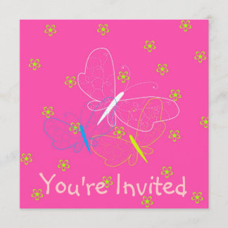 Butterfly Birthday Girl Invitation Kaart