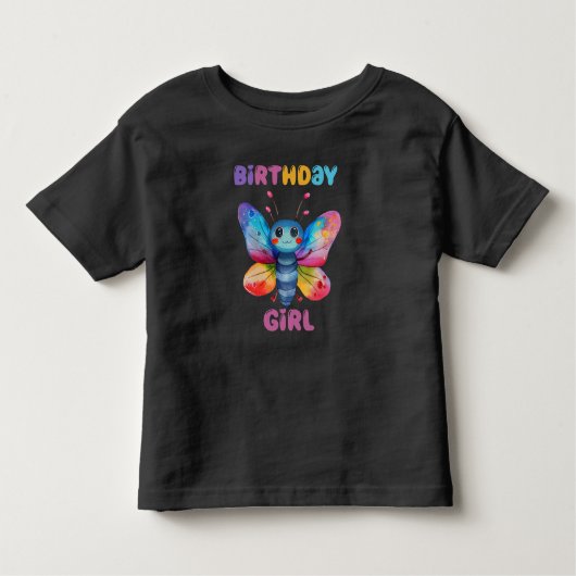 Butterfly Birthday Girl Kinder Shirts (Voorkant)
