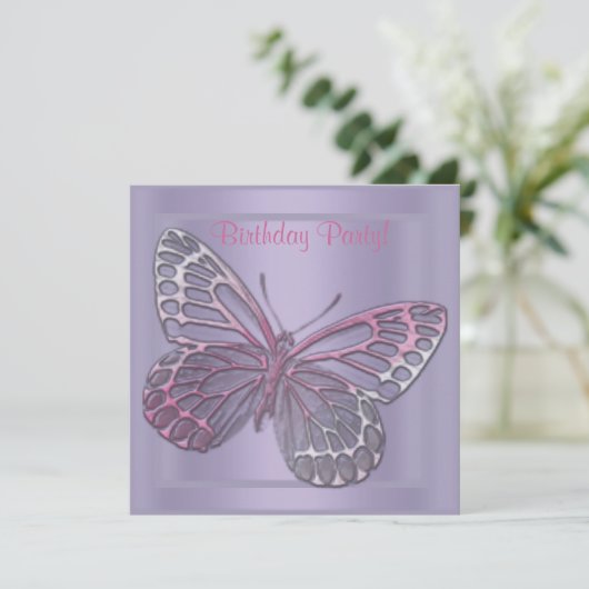 BUTTERFLY BIRTHDAY INVITATIE 2 KAART (Staand voorkant)