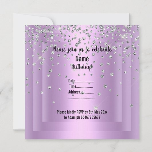 BUTTERFLY BIRTHDAY INVITATIE KAART (Achterkant)