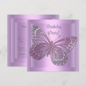 BUTTERFLY BIRTHDAY INVITATIE KAART (Voorkant / Achterkant)