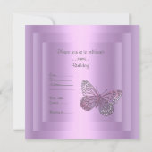 BUTTERFLY BIRTHDAY INVITATIE KAART (Achterkant)