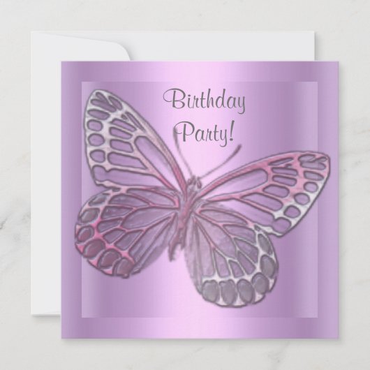BUTTERFLY BIRTHDAY INVITATIE KAART (Voorkant)