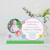 Butterfly Birthday Invitation 5x7 fotokaart Kaart (Staand voorkant)