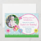 Butterfly Birthday Invitation 5x7 fotokaart Kaart (Voorkant / Achterkant)