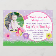 Butterfly Birthday Invitation 5x7 Photo Card