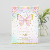 Butterfly Birthday Invitation Butterfly Kaart (Staand voorkant)