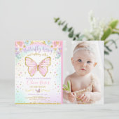 Butterfly Birthday Invitation Butterfly Kaart (Staand voorkant)