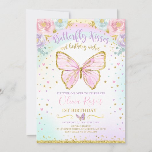 Butterfly Birthday Invitation Butterfly Kaart (Voorkant)