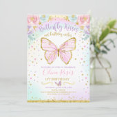 Butterfly Birthday Invitation Butterfly Kaart (Staand voorkant)