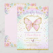 Butterfly Birthday Invitation Butterfly Kaart (Voorkant / Achterkant)