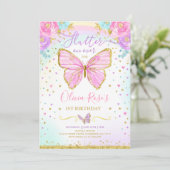 Butterfly Birthday Invitation Butterfly Kaart (Staand voorkant)