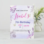 Butterfly Birthday Invitation Feestdagenkaart (Staand voorkant)