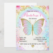 Butterfly Birthday invitation Kaart (Voorkant / Achterkant)