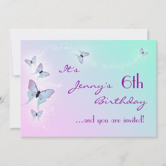 Butterfly Birthday Invitation Kaart (Voorkant)
