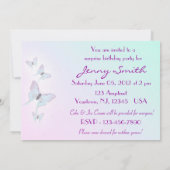 Butterfly Birthday Invitation Kaart (Achterkant)