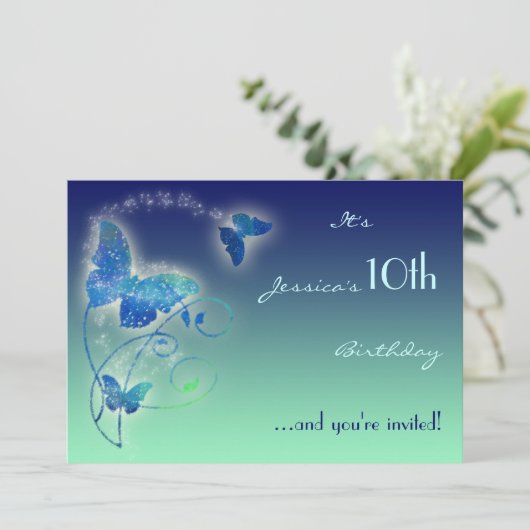 Butterfly Birthday Invitation Kaart (Staand voorkant)