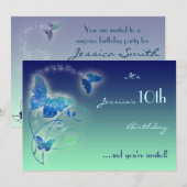 Butterfly Birthday Invitation Kaart (Voorkant / Achterkant)