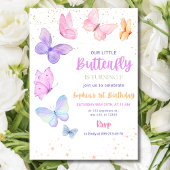 Butterfly Birthday Invitation, Little Butterfly 1s Kaart