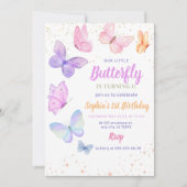 Butterfly Birthday Invitation, Little Butterfly 1s Kaart (Voorkant)