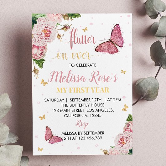 Butterfly Birthday Invitation Whimsical Kaart