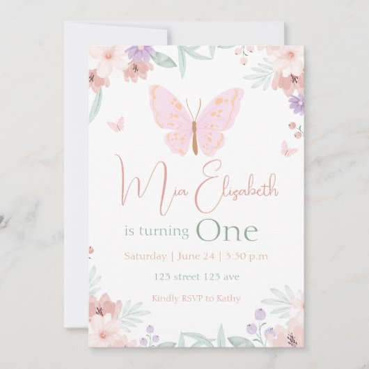 Butterfly Birthday Kaart (Voorkant)
