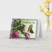 Butterfly Birthday-kaart Kaart (Gele Bloem)
