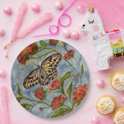 Butterfly Birthday Paper Plates Papieren Bordje (Feest)