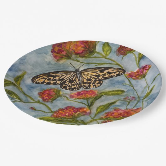 Butterfly Birthday Paper Plates Papieren Bordje (Gekanteld)