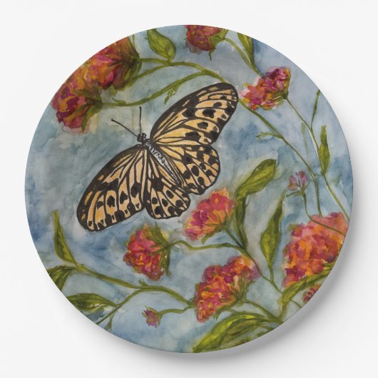Butterfly Birthday Paper Plates Papieren Bordje (Voorkant)