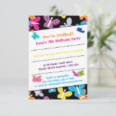 Butterfly Birthday Party - 3x5 Uitnodiging (Staand voorkant)