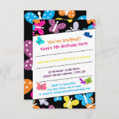 Butterfly Birthday Party - 3x5 Uitnodiging (Voorkant / Achterkant)