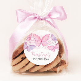 Butterfly Birthday Party Cupcake Stickers Girl 1st
