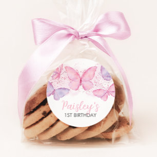 Butterfly Birthday Party Cupcake Stickers Girl 1st