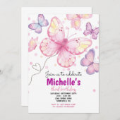 Butterfly Birthday Party Invitation Kaart (Voorkant / Achterkant)