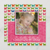 Butterfly Birthday Party Invitation Kaart (Voorkant / Achterkant)