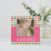 Butterfly Birthday Party Invitation Kaart (Staand voorkant)