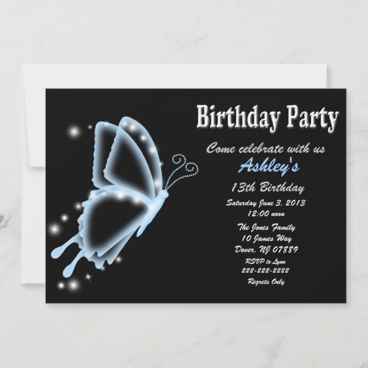Butterfly Birthday Party Invitation Kaart (Voorkant)