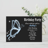 Butterfly Birthday Party Invitation Kaart (Staand voorkant)