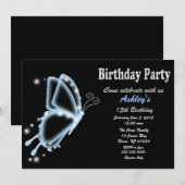 Butterfly Birthday Party Invitation Kaart (Voorkant / Achterkant)