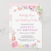 Butterfly Birthday Party Invitation Kaart (Voorkant / Achterkant)