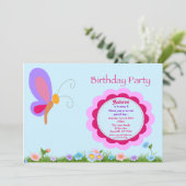 Butterfly Birthday Party Invitation Kaart (Staand voorkant)