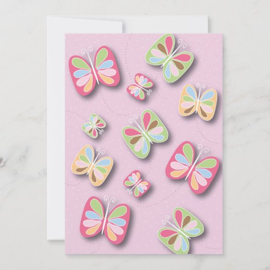 Butterfly Birthday Party Invitation Pink & Paars Kaart (Achterkant)