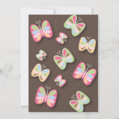Butterfly Birthday Party Invitation roze & Brown Kaart (Achterkant)