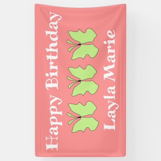 Butterfly Birthday Party Spandoek (Verticaal)