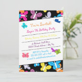 Butterfly Birthday Party - Uitnodiging (Staand voorkant)